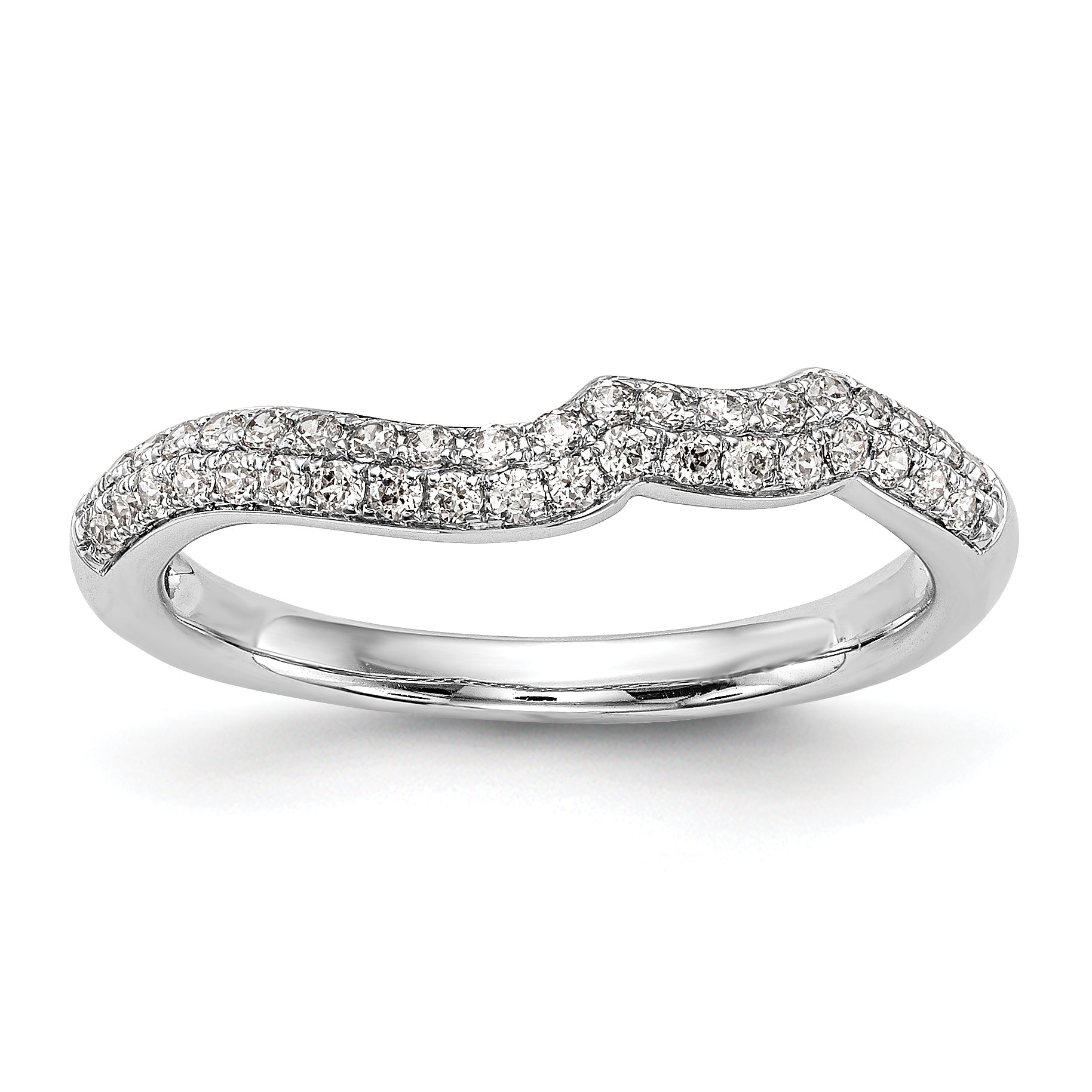14K Weißgold Diamant-Ehering mit geschwungener Form