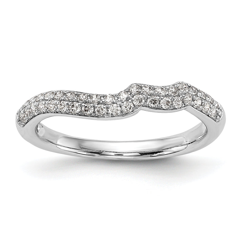 14K Weißgold Ehering mit Diamanten und geschwungener Form