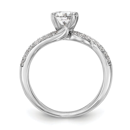 Verlobungsring „Überkreuz" aus 14K Weißgold mit Krappenfassung und simuliertem Diamanten