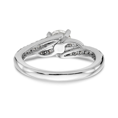 Verlobungsring „Überkreuz" aus 14K Weißgold mit Krappenfassung und simuliertem Diamanten