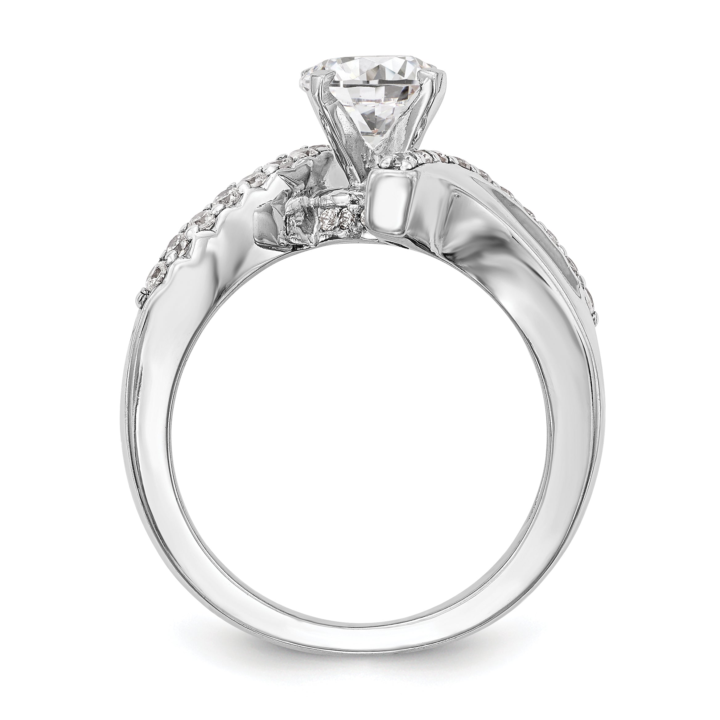 Verlobungsring 14K Weißgold mit Labordiamant im Bypass-Design