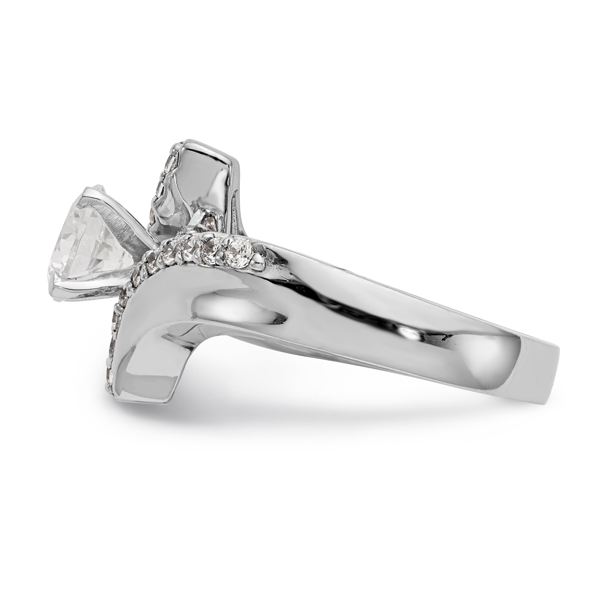 Verlobungsring 14K Weißgold mit Labordiamant im Bypass-Design