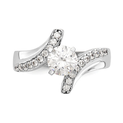 Verlobungsring 14K Weißgold mit Labordiamant im Bypass-Design