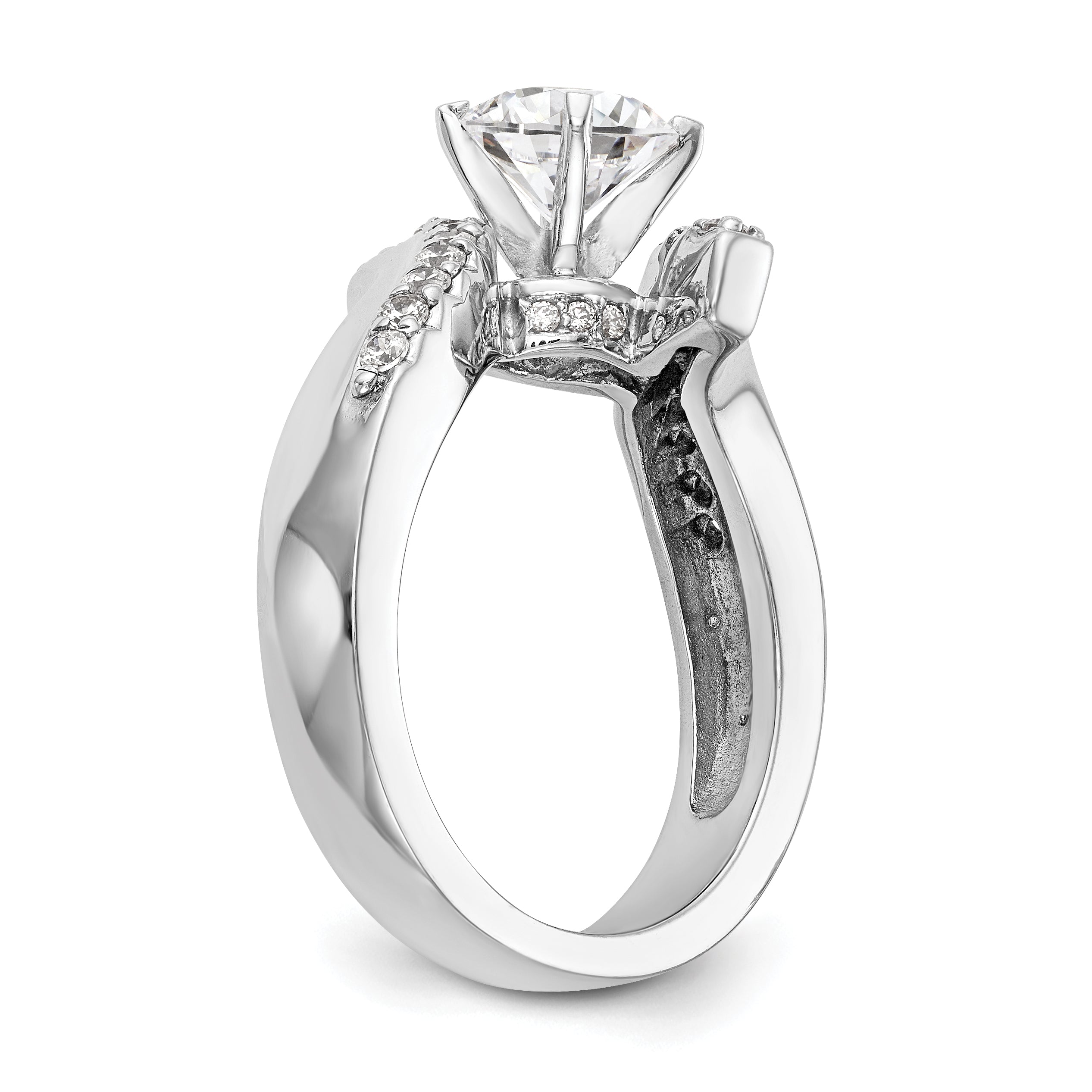 Verlobungsring 14K Weißgold mit Labordiamant im Bypass-Design