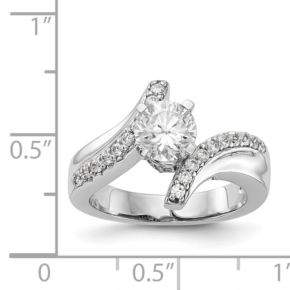 Verlobungsring 14K Weißgold mit Labordiamant im Bypass-Design