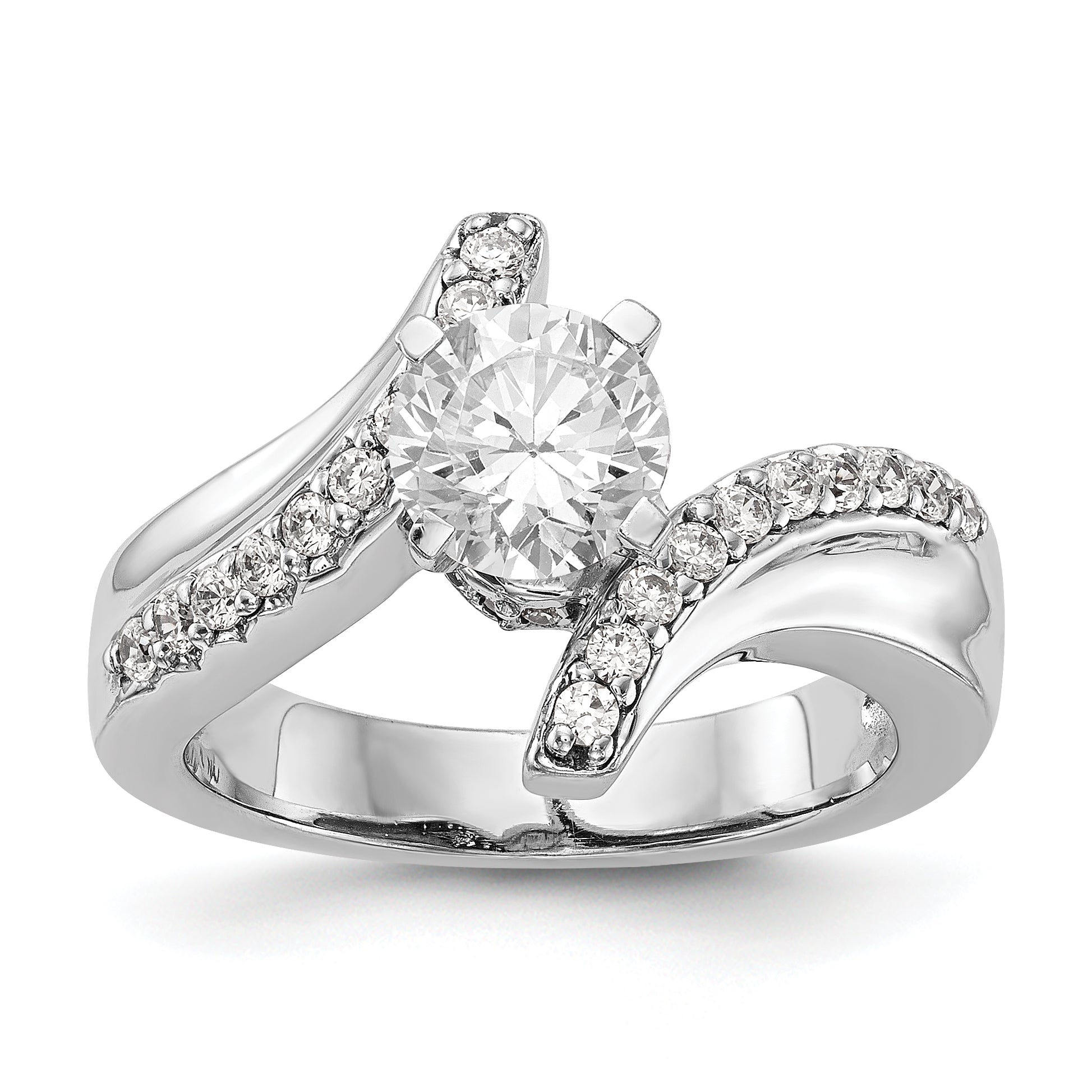 Verlobungsring 14K Weißgold mit Labordiamant im Bypass-Design