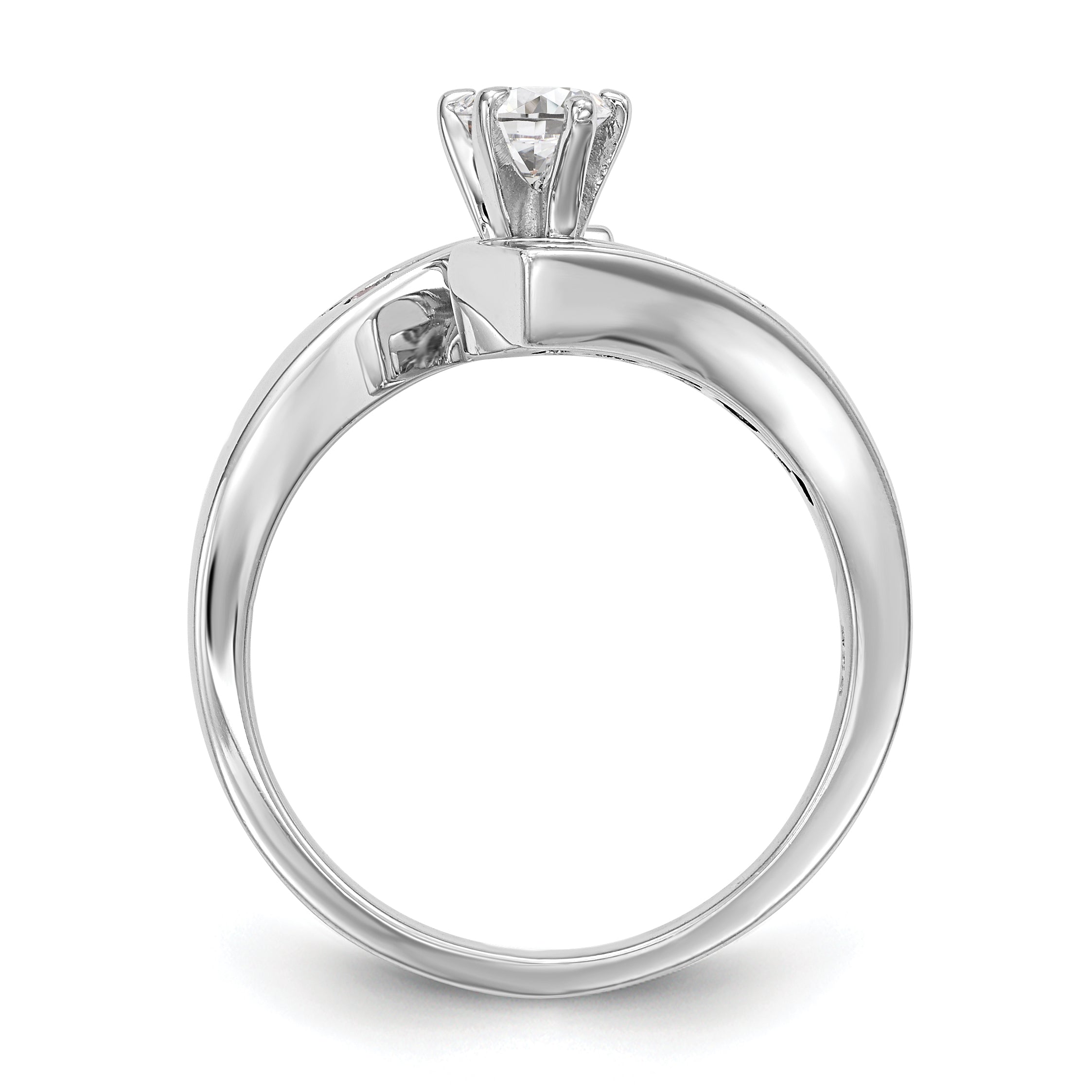 14K Weißgold Verlobungsring im Bypass-Design mit Krappenfassung und simulierten Diamanten