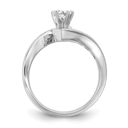 14K Weißgold Verlobungsring im Bypass-Design mit Krappenfassung und simulierten Diamanten