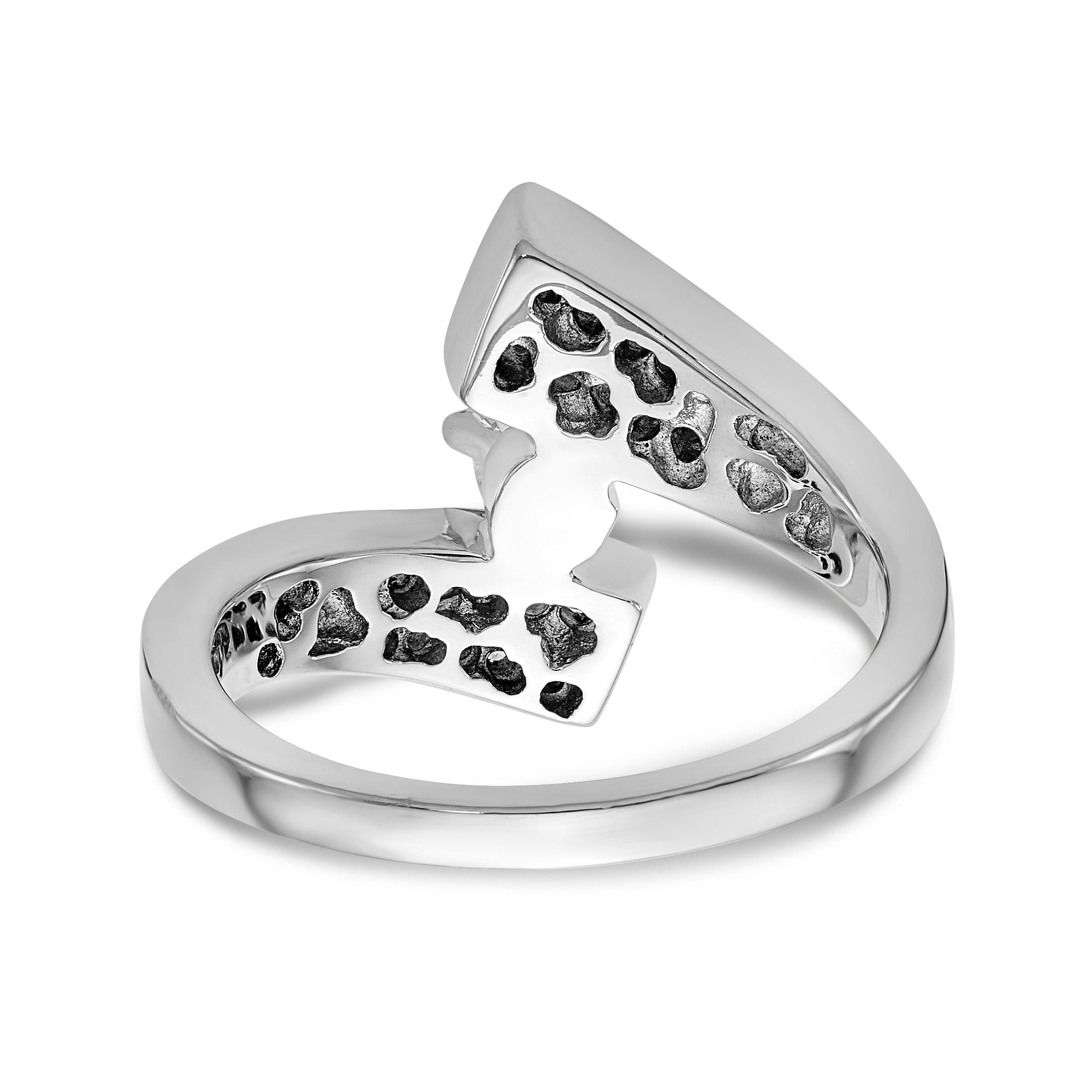 14K Weißgold Verlobungsring im Bypass-Design mit Krappenfassung und simulierten Diamanten