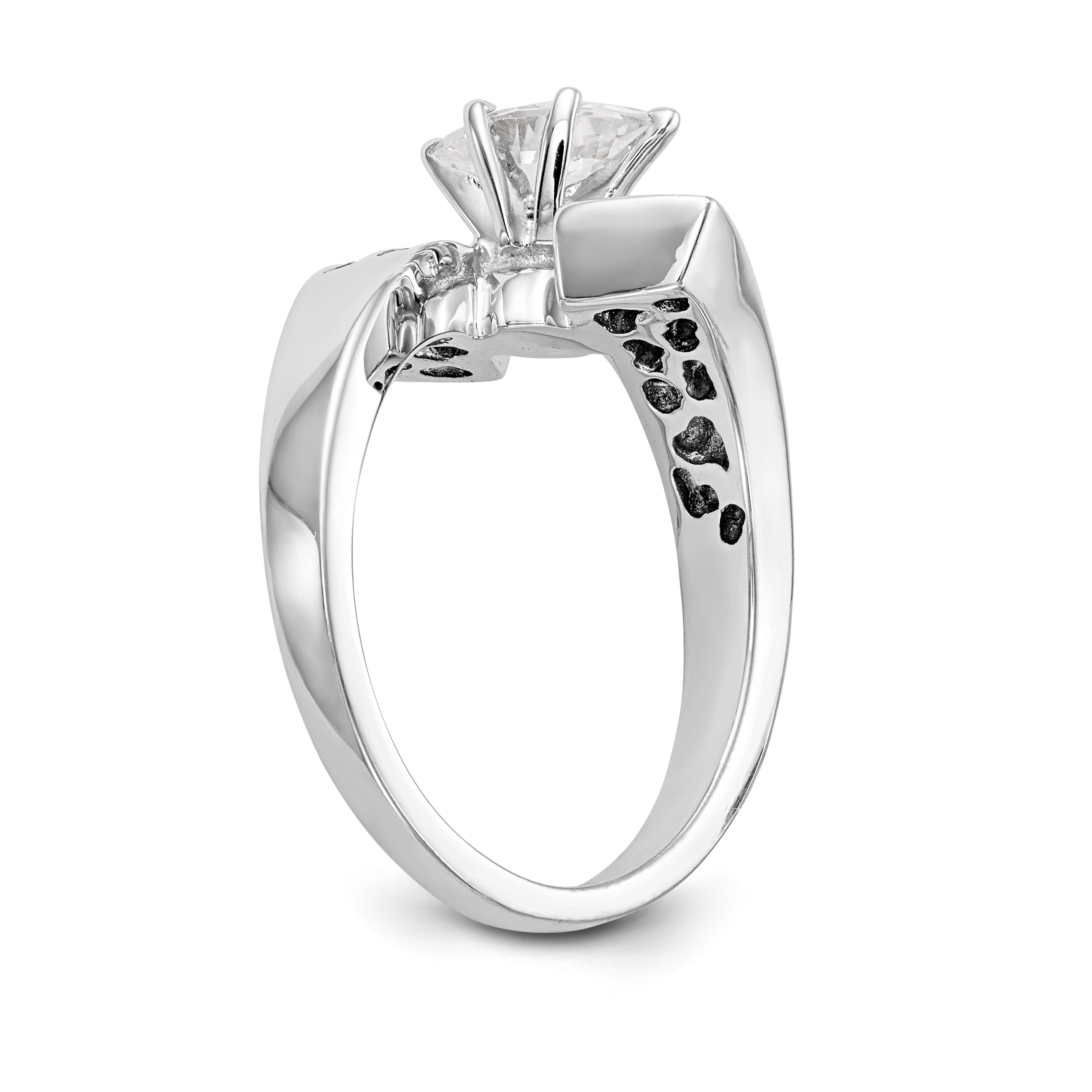 14K Weißgold Verlobungsring im Bypass-Design mit Krappenfassung und simulierten Diamanten