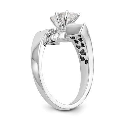 14K Weißgold Verlobungsring im Bypass-Design mit Krappenfassung und simulierten Diamanten