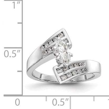 14K Weißgold Verlobungsring im Bypass-Design mit Krappenfassung und simulierten Diamanten