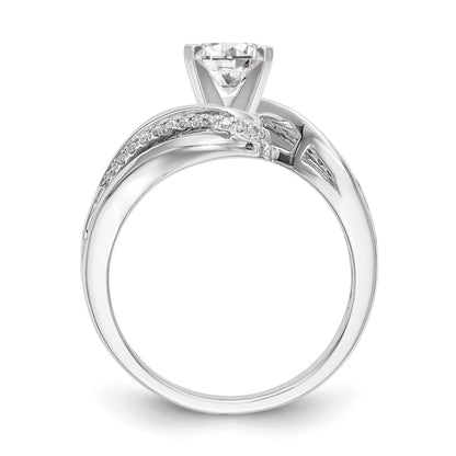 Verlobungsring im Bypass-Design aus 14K Weißgold mit Krappenfassung und Diamantimitat