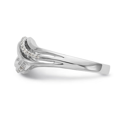Verlobungsring im Bypass-Design aus 14K Weißgold mit Krappenfassung und Diamantimitat