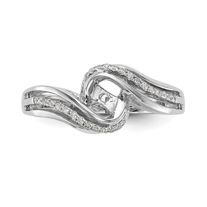 Verlobungsring im Bypass-Design aus 14K Weißgold mit Krappenfassung und Diamantimitat