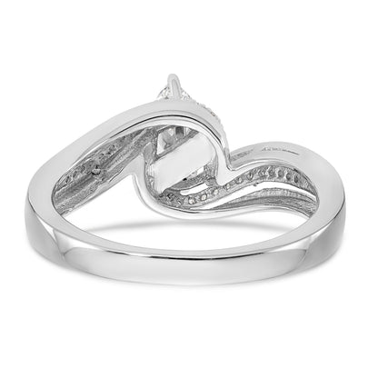 Verlobungsring im Bypass-Design aus 14K Weißgold mit Krappenfassung und Diamantimitat