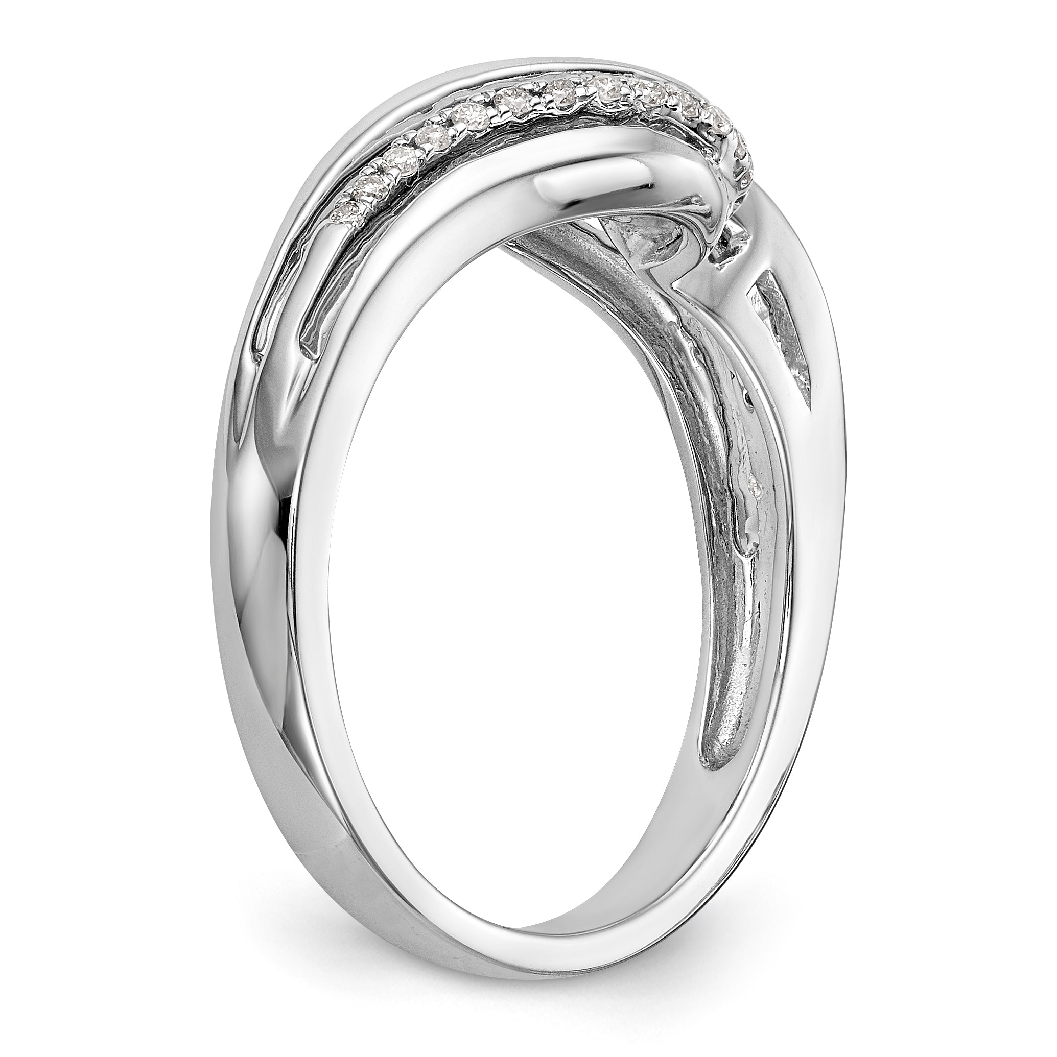 Verlobungsring im Bypass-Design aus 14K Weißgold mit Krappenfassung und Diamantimitat