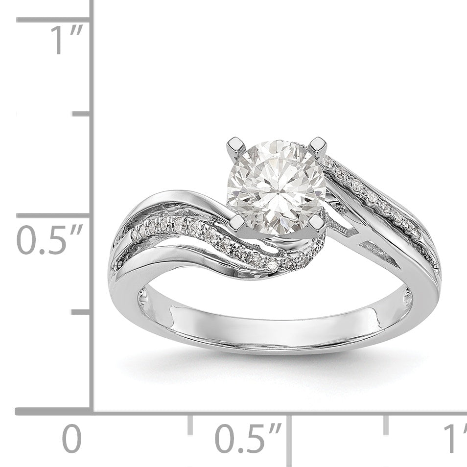 Verlobungsring im Bypass-Design aus 14K Weißgold mit Krappenfassung und Diamantimitat