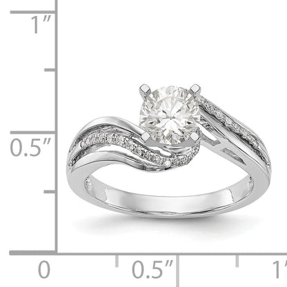 Verlobungsring im Bypass-Design aus 14K Weißgold mit Krappenfassung und Diamantimitat