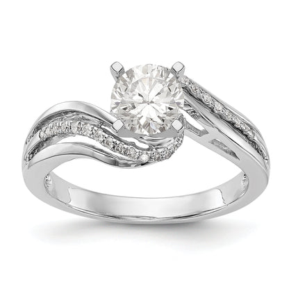 Verlobungsring im Bypass-Design aus 14K Weißgold mit Krappenfassung und Diamantimitat