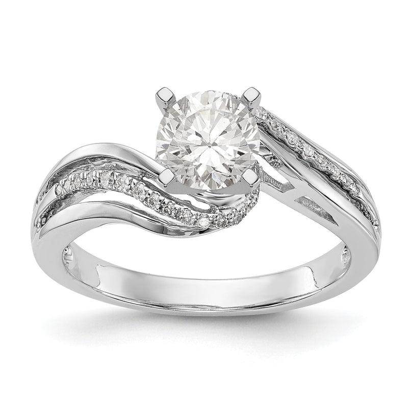 Verlobungsring in Bypass-Design aus 14K Weißgold mit Krappenfassung und Zirkonia