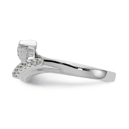 Verlobungsring aus 14K Weißgold mit Krappenfassung und simuliertem Diamanten im Bypass-Design