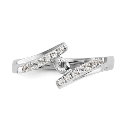 Verlobungsring aus 14K Weißgold mit Krappenfassung und simuliertem Diamanten im Bypass-Design