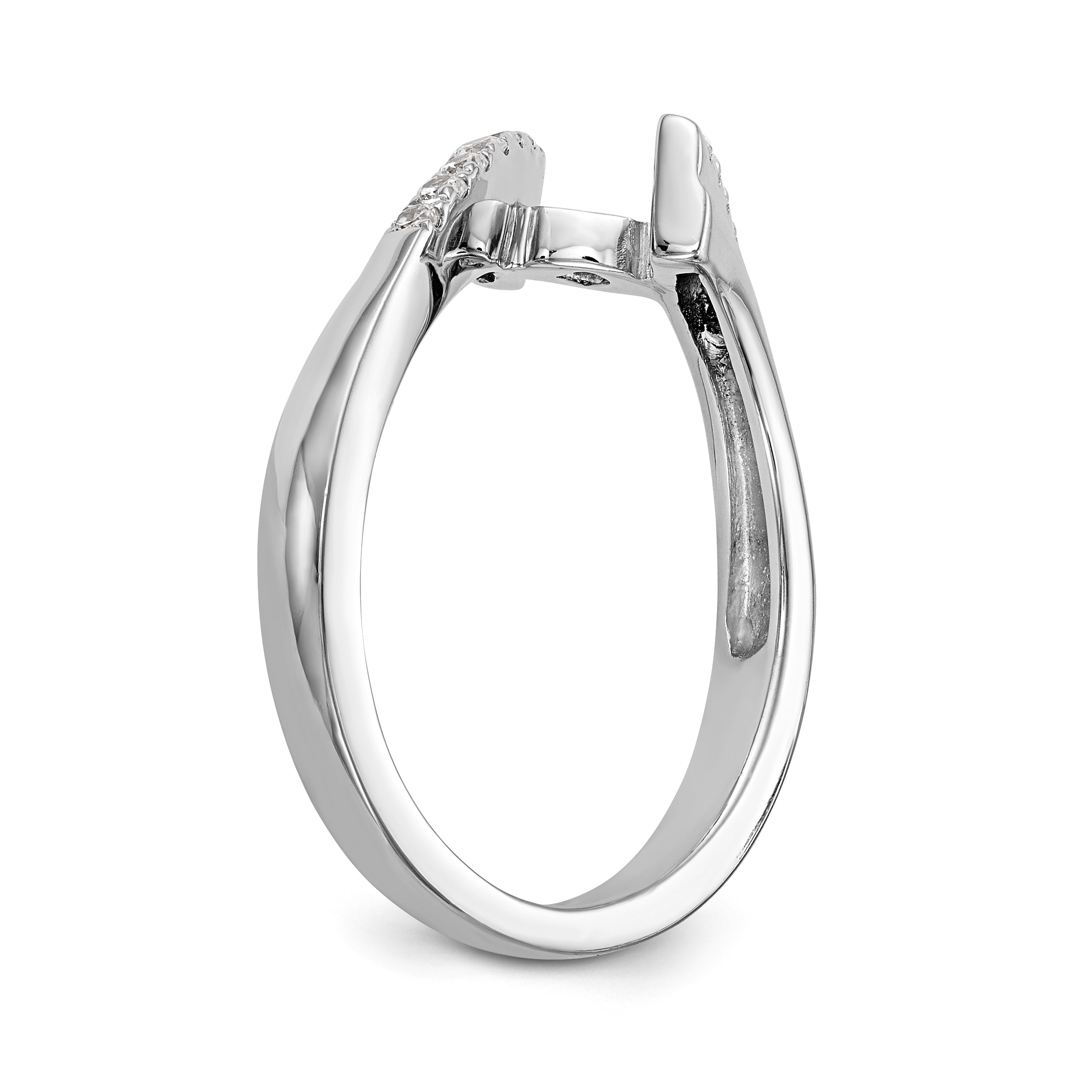 Verlobungsring aus 14K Weißgold mit Krappenfassung und simuliertem Diamanten im Bypass-Design
