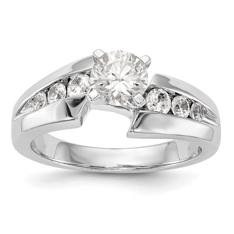 14K Weißgold Verlobungsring mit Krappenfassung im Bypass-Design mit Labordiamant