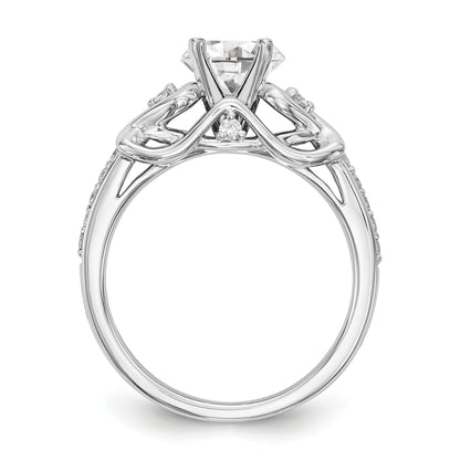 Ring aus 14K Weißgold mit gekreuztem Design und simulierten Diamanten in Peg-Fassung