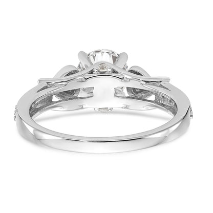 Ring aus 14K Weißgold mit gekreuztem Design und simulierten Diamanten in Peg-Fassung