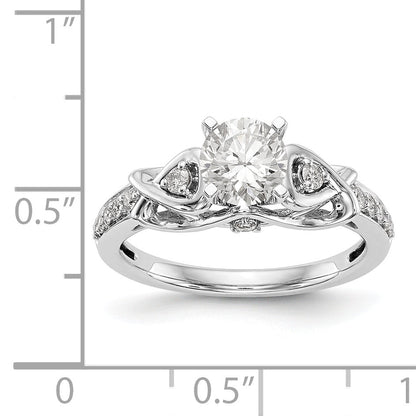 Ring aus 14K Weißgold mit gekreuztem Design und simulierten Diamanten in Peg-Fassung
