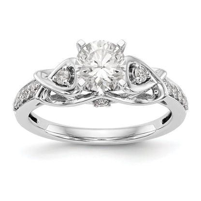 Ring aus 14K Weißgold mit gekreuztem Design und simulierten Diamanten in Peg-Fassung