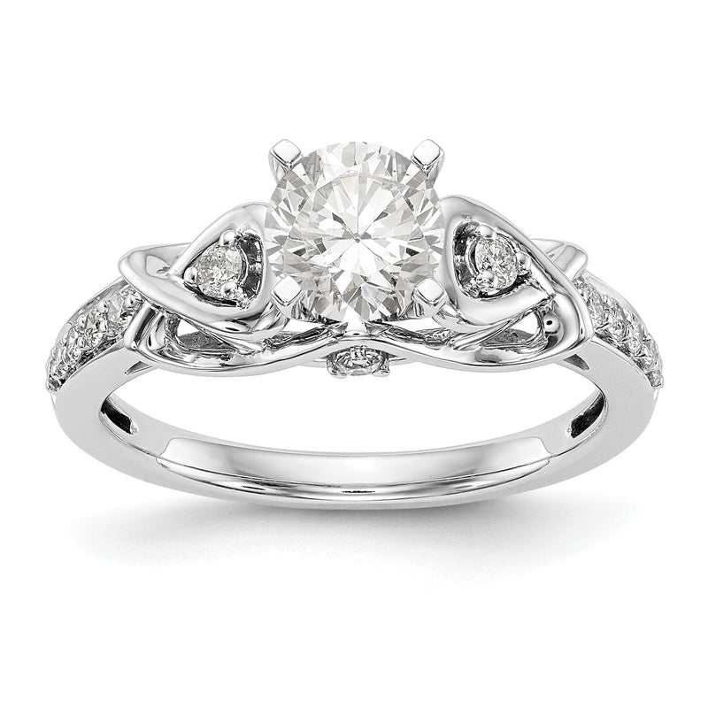 Ring aus 14K Weißgold mit gekreuztem Design und simulierten Diamanten in Peg-Fassung