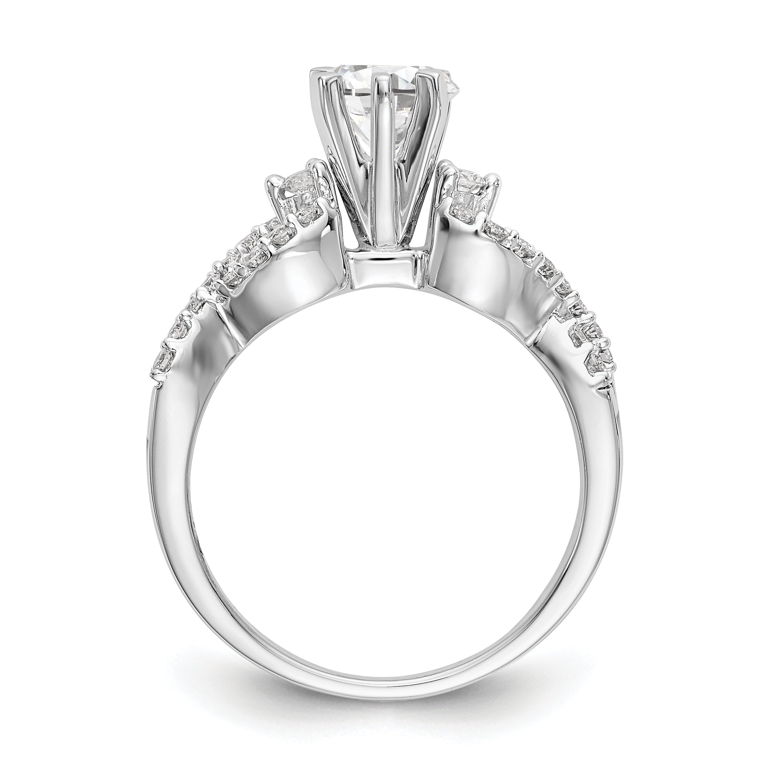 14K-Weißgold-Verlobungsring mit Krappenfassung und simuliertem Diamanten im Kreuzdesign