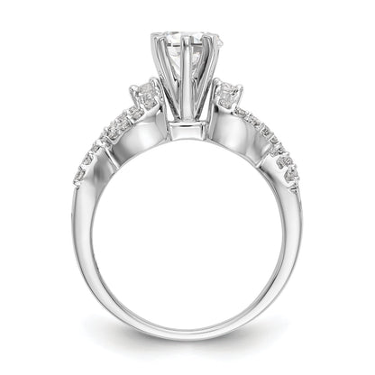 14K-Weißgold-Verlobungsring mit Krappenfassung und simuliertem Diamanten im Kreuzdesign
