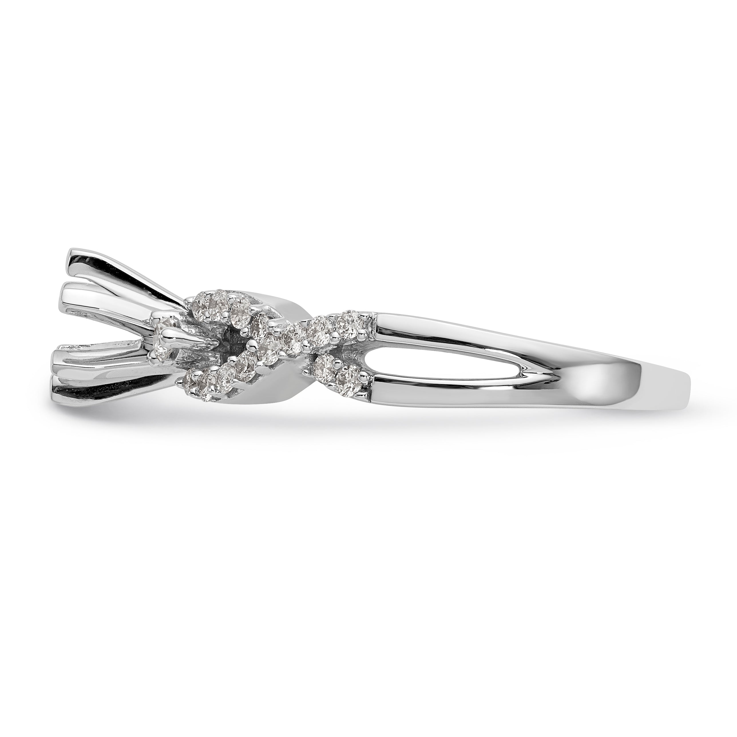 14K-Weißgold-Verlobungsring mit Krappenfassung und simuliertem Diamanten im Kreuzdesign