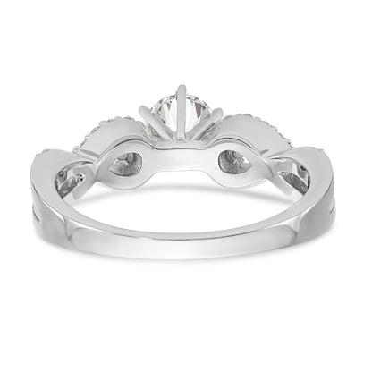 14K-Weißgold-Verlobungsring mit Krappenfassung und simuliertem Diamanten im Kreuzdesign