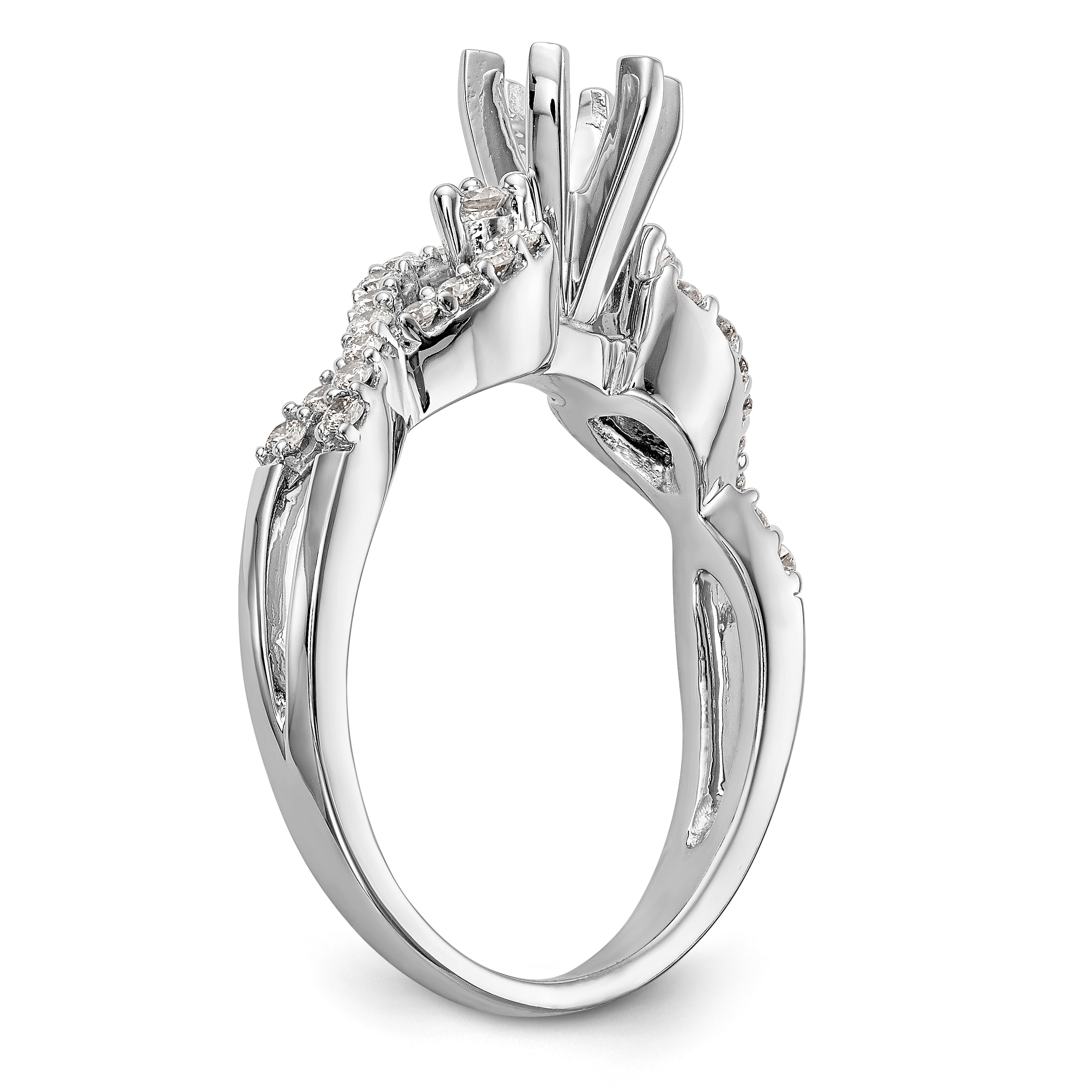 14K-Weißgold-Verlobungsring mit Krappenfassung und simuliertem Diamanten im Kreuzdesign