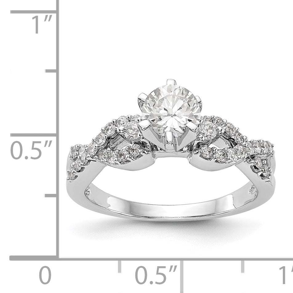 14K-Weißgold-Verlobungsring mit Krappenfassung und simuliertem Diamanten im Kreuzdesign