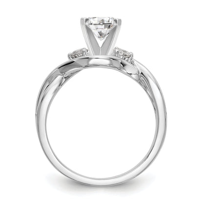 14K Weißgold Verlobungsring mit Peg-Fassung, gekreuztem Design und simuliertem Diamanten