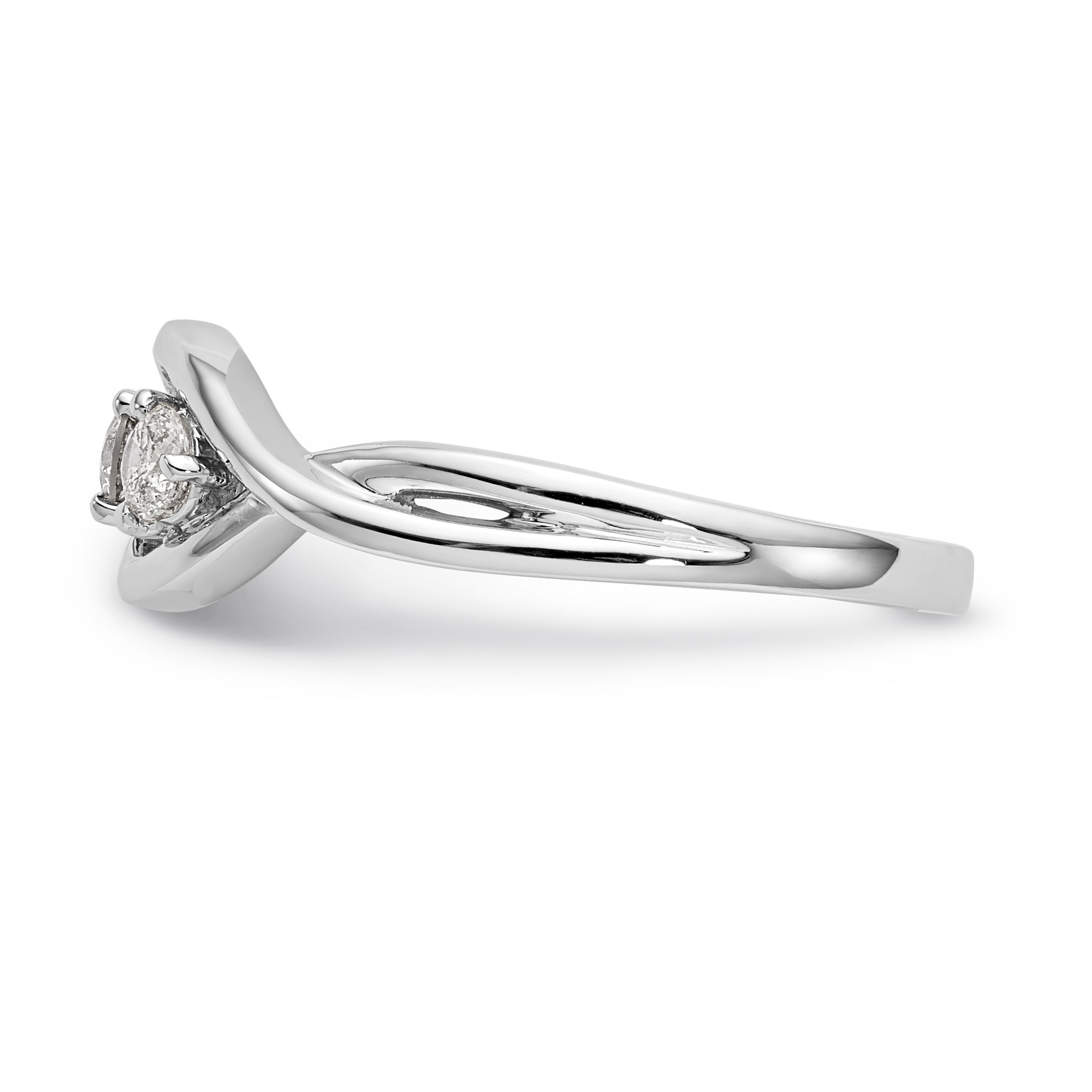 14K Weißgold Verlobungsring mit Peg-Fassung, gekreuztem Design und simuliertem Diamanten