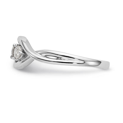14K Weißgold Verlobungsring mit Peg-Fassung, gekreuztem Design und simuliertem Diamanten