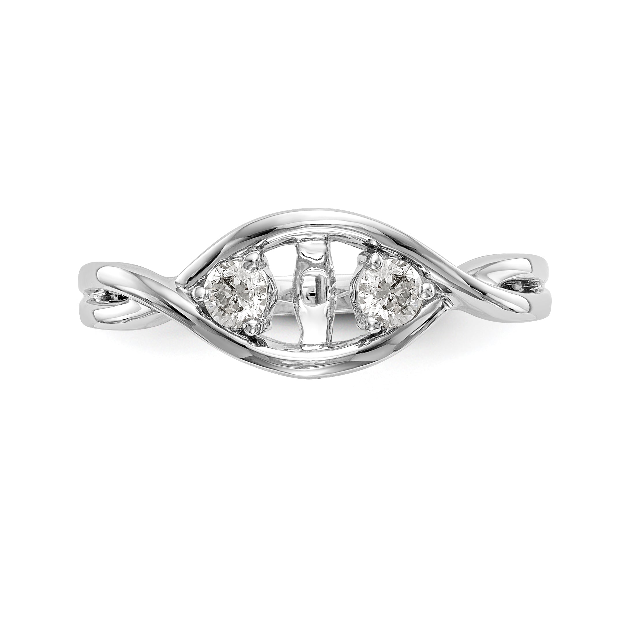 14K Weißgold Verlobungsring mit Peg-Fassung, gekreuztem Design und simuliertem Diamanten