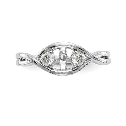 14K Weißgold Verlobungsring mit Peg-Fassung, gekreuztem Design und simuliertem Diamanten