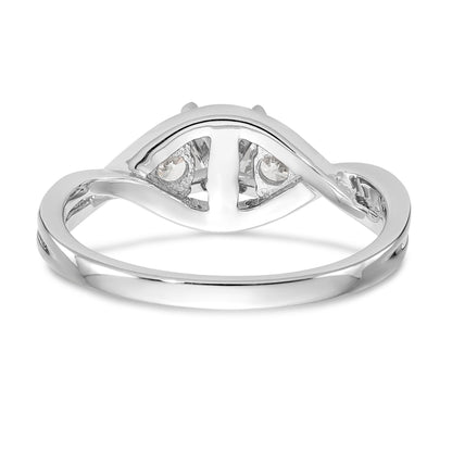 14K Weißgold Verlobungsring mit Peg-Fassung, gekreuztem Design und simuliertem Diamanten