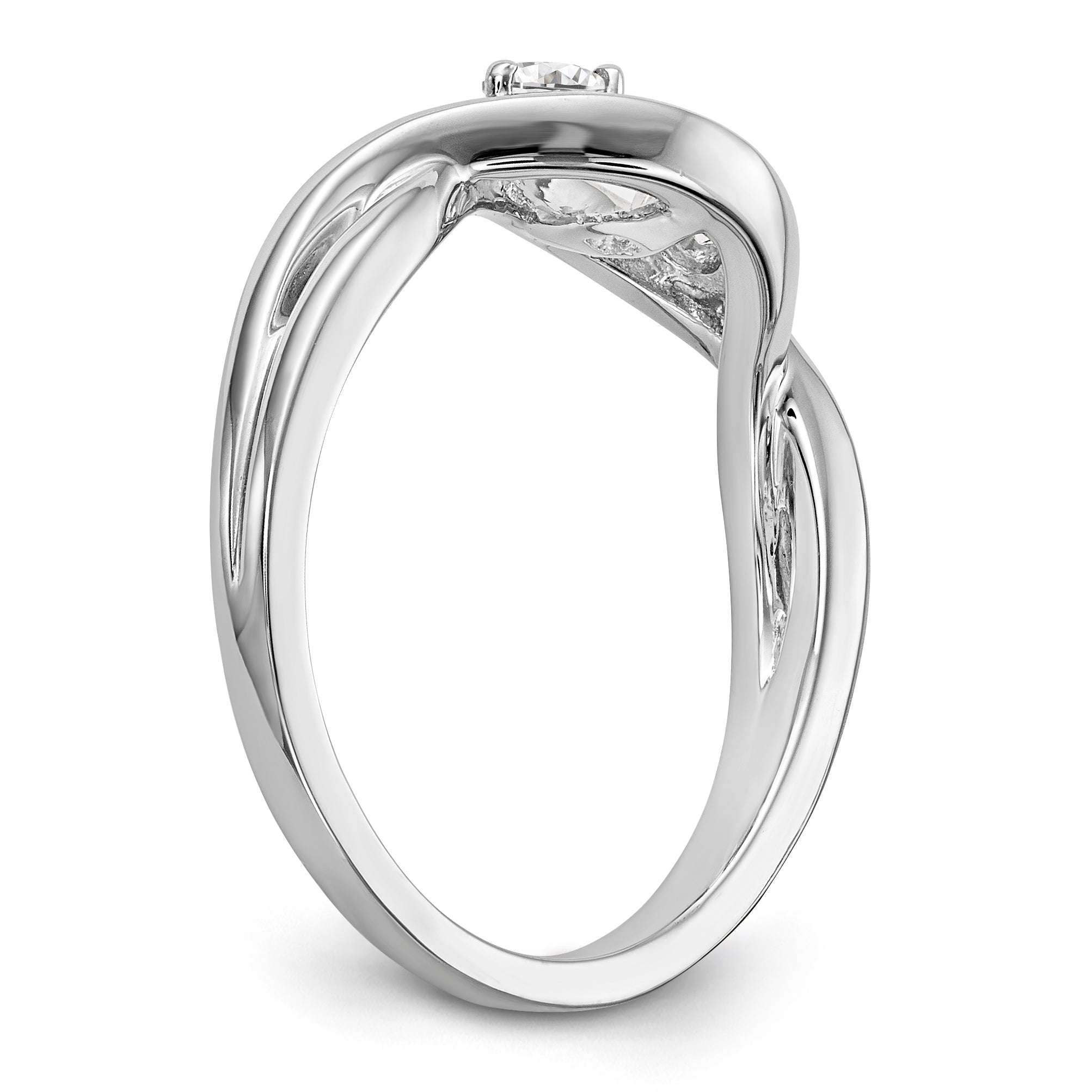 14K Weißgold Verlobungsring mit Peg-Fassung, gekreuztem Design und simuliertem Diamanten