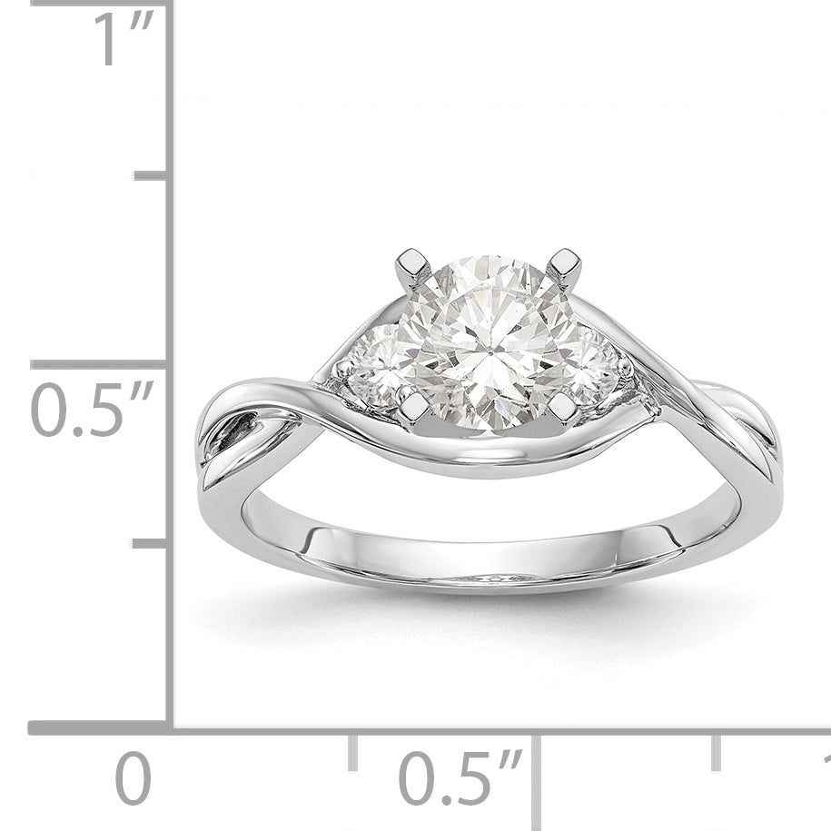 14K Weißgold Verlobungsring mit Peg-Fassung, gekreuztem Design und simuliertem Diamanten