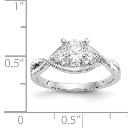 14K Weißgold Verlobungsring mit Peg-Fassung, gekreuztem Design und simuliertem Diamanten
