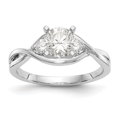 14K Weißgold Verlobungsring mit Peg-Fassung, gekreuztem Design und simuliertem Diamanten